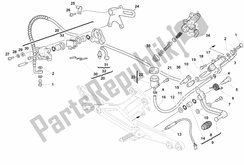 Toutes les pièces pour le Système De Freinage Arrière du Ducati Monster 600 Dark City 1999